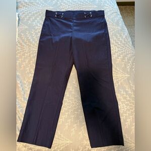 Womens Size 14 Navy Blue Trousers with Lace-Up Detail